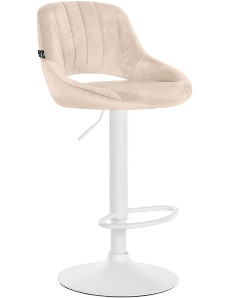 Tabouret de bar réglable pivotant en Velours Blanc crème Métal Blanc Kelran - 1