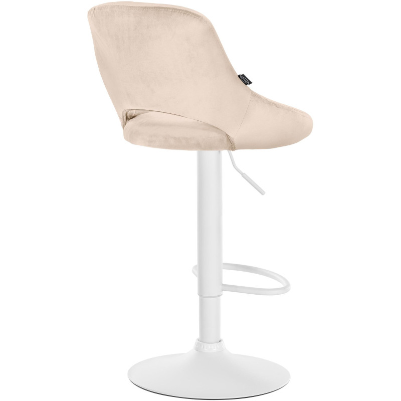 Tabouret de bar réglable pivotant en Velours Blanc crème Métal Blanc Kelran - 4