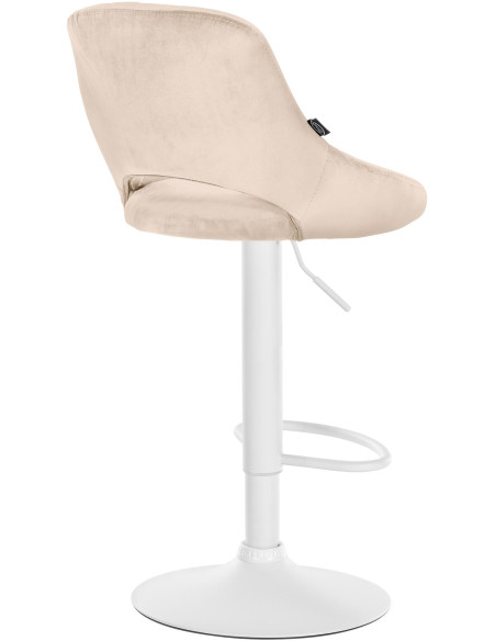 Tabouret de bar réglable pivotant en Velours Blanc crème Métal Blanc Kelran - 4