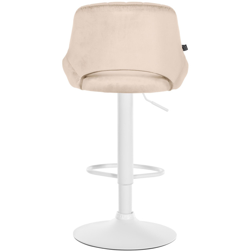 Tabouret de bar réglable pivotant en Velours Blanc crème Métal Blanc Kelran - 5