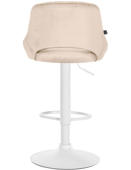 Tabouret de bar réglable pivotant en Velours Blanc crème Métal Blanc Kelran - 5