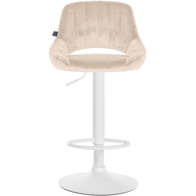 Tabouret de bar réglable pivotant en Velours Blanc crème Métal Blanc Kelran - 6