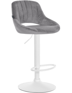 Tabouret de bar réglable pivotant en Velours Gris foncé Métal Blanc Kelran - 1