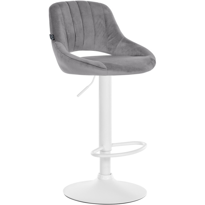 Tabouret de bar réglable pivotant en Velours Gris foncé Métal Blanc Kelran - 1