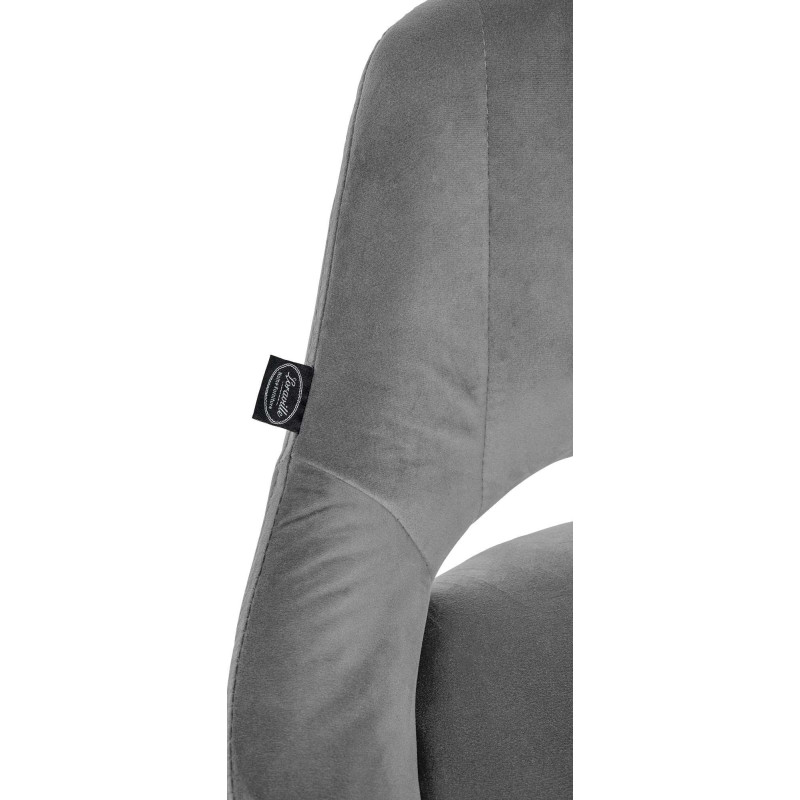 Tabouret de bar réglable pivotant en Velours Gris foncé Métal Blanc Kelran - 2