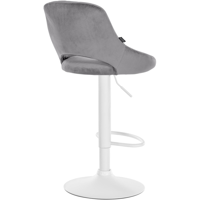 Tabouret de bar réglable pivotant en Velours Gris foncé Métal Blanc Kelran - 4