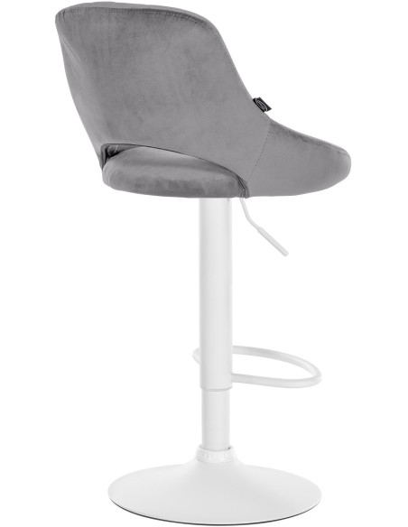 Tabouret de bar réglable pivotant en Velours Gris foncé Métal Blanc Kelran - 4