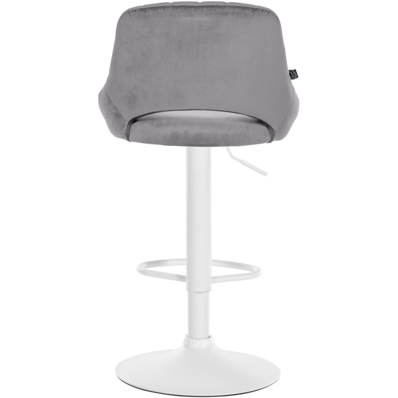 Tabouret de bar réglable pivotant en Velours Gris foncé Métal Blanc Kelran - 5