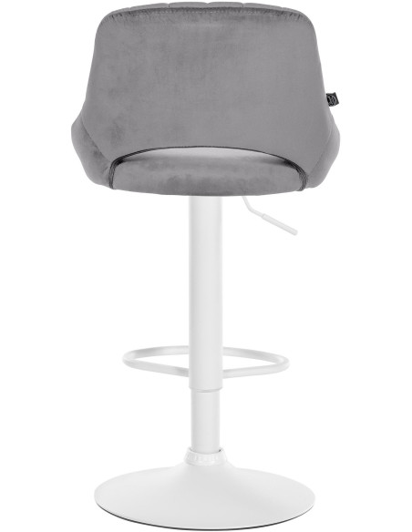 Tabouret de bar réglable pivotant en Velours Gris foncé Métal Blanc Kelran - 5
