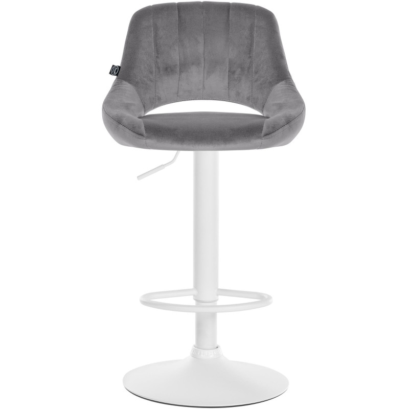 Tabouret de bar réglable pivotant en Velours Gris foncé Métal Blanc Kelran - 6