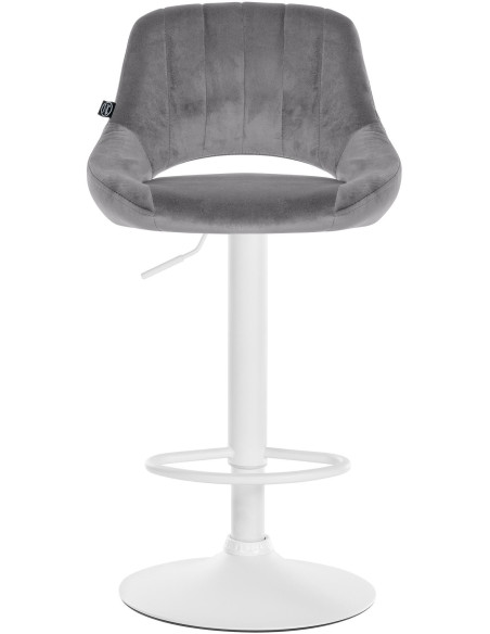 Tabouret de bar réglable pivotant en Velours Gris foncé Métal Blanc Kelran - 6