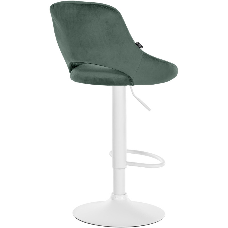 Tabouret de bar réglable pivotant en Velours Vert Métal Blanc Kelran - 4