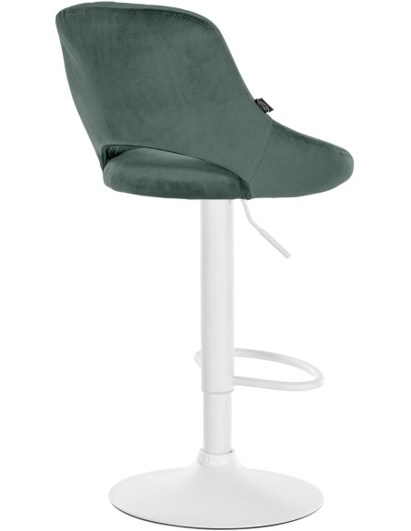 Tabouret de bar réglable pivotant en Velours Vert Métal Blanc Kelran - 4