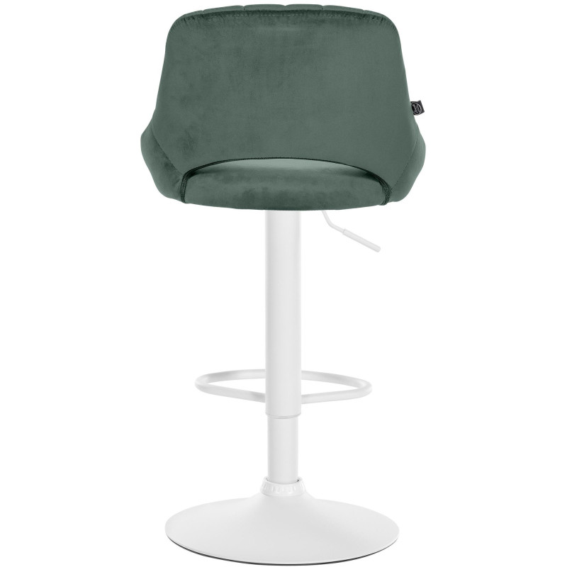 Tabouret de bar réglable pivotant en Velours Vert Métal Blanc Kelran - 5
