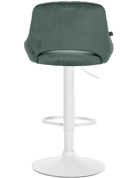 Tabouret de bar réglable pivotant en Velours Vert Métal Blanc Kelran - 5