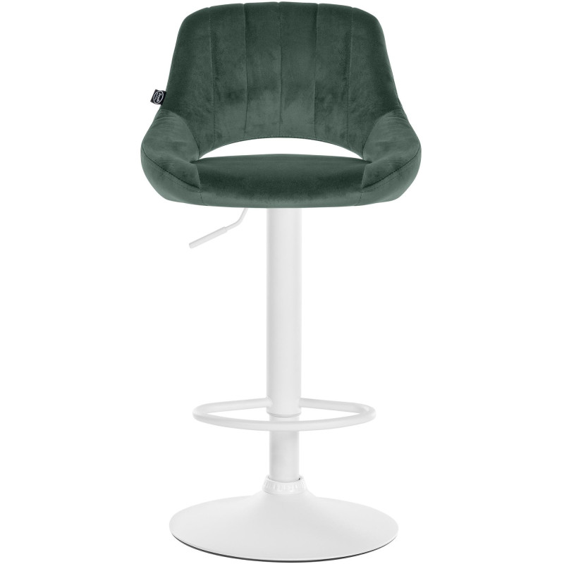 Tabouret de bar réglable pivotant en Velours Vert Métal Blanc Kelran - 6