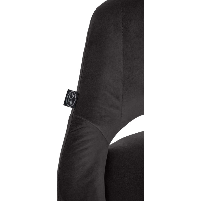 Tabouret de bar réglable pivotant en Velours Noir Métal Blanc Kelran - 2