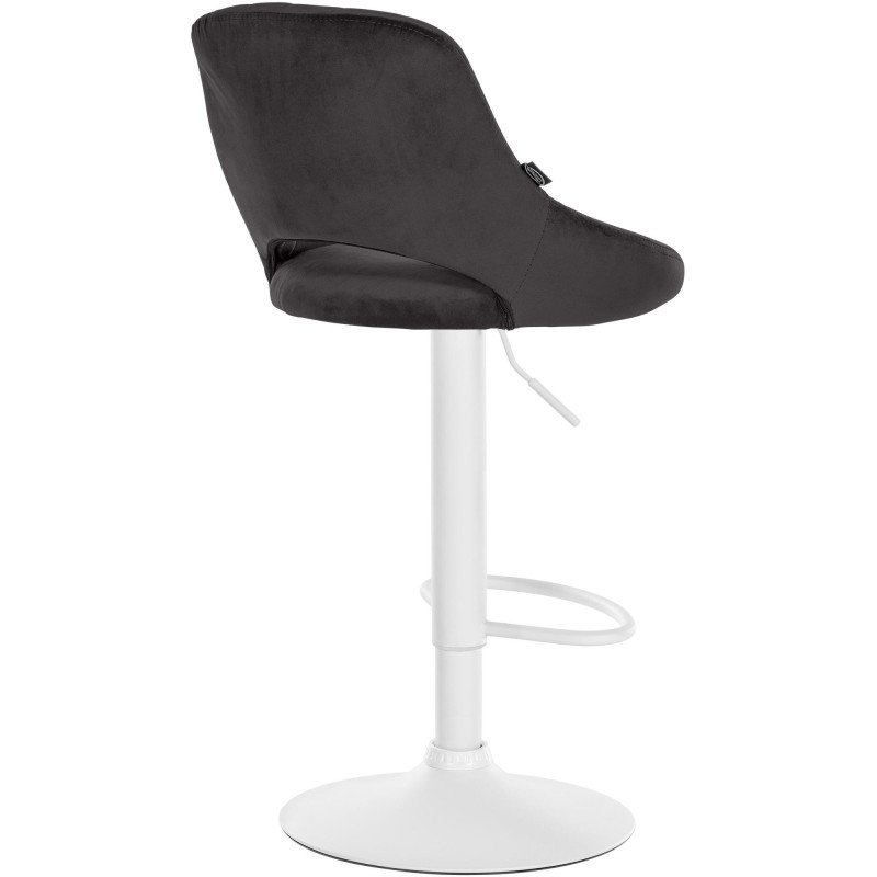 Tabouret de bar réglable pivotant en Velours Noir Métal Blanc Kelran - 4