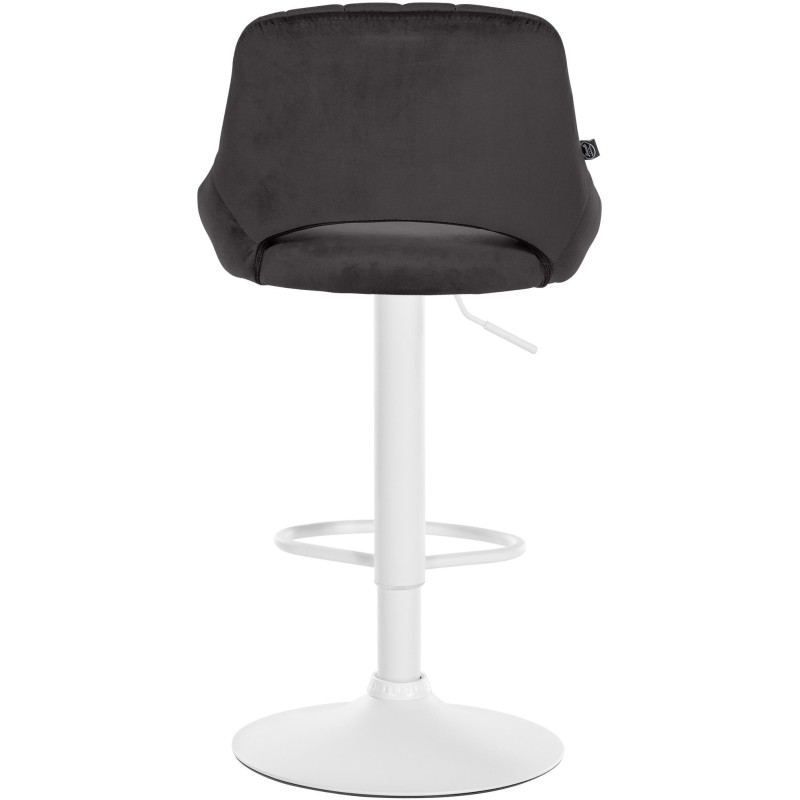 Tabouret de bar réglable pivotant en Velours Noir Métal Blanc Kelran - 5