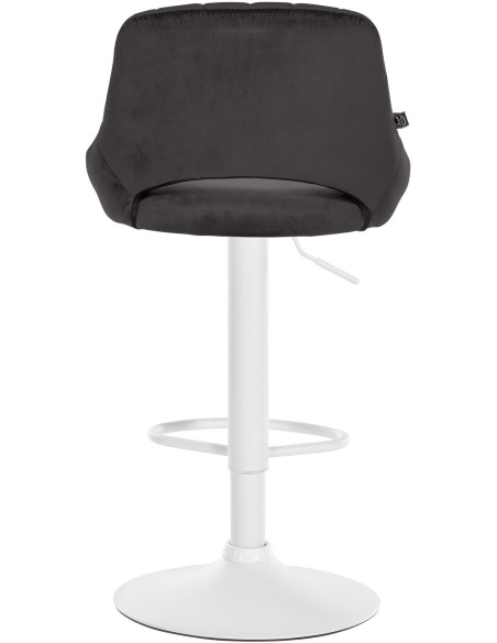 Tabouret de bar réglable pivotant en Velours Noir Métal Blanc Kelran - 5