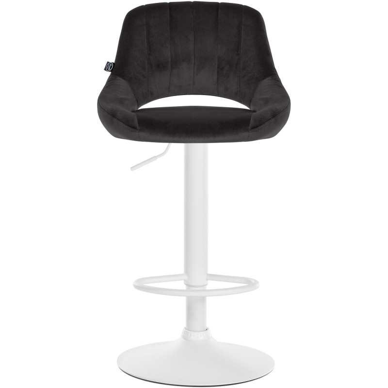 Tabouret de bar réglable pivotant en Velours Noir Métal Blanc Kelran - 6