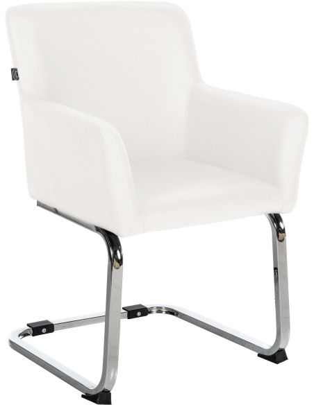 Fauteuil de table vintage en Polyuréthane Blanc Métal Argenté Selornis - 1