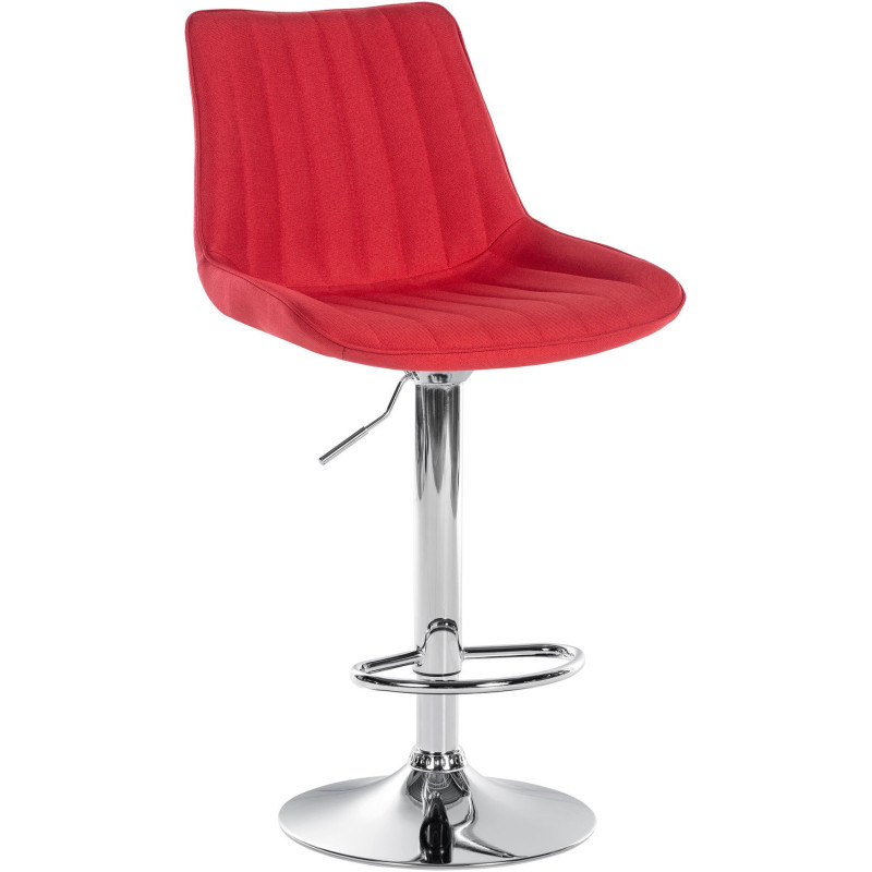 Tabouret de bar Avec dossier Nathan en Polyester Rouge Métal Chromé - 1
