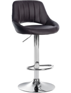 Tabouret de bar réglable pivotant en Polyuréthane Marron Métal Argenté Kelran - 1