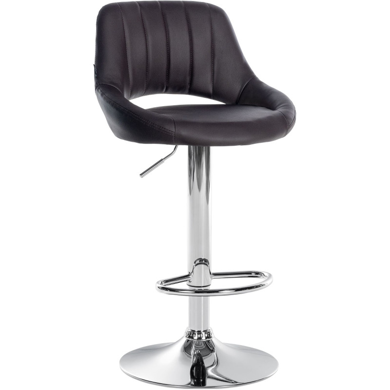 Tabouret de bar réglable pivotant en Polyuréthane Marron Métal Argenté Kelran - 1