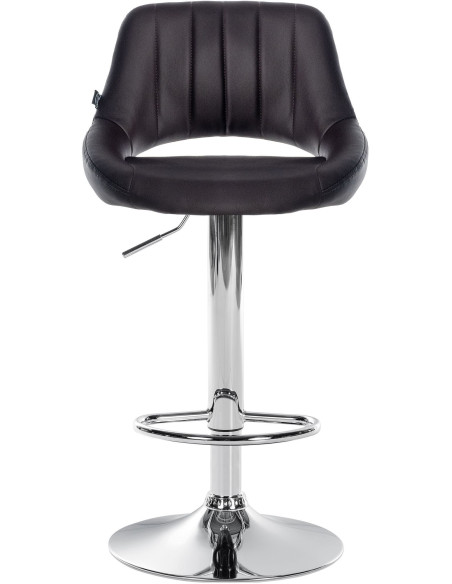 Tabouret de bar réglable pivotant en Polyuréthane Marron Métal Argenté Kelran - 2