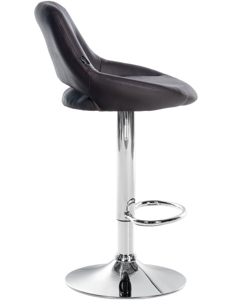 Tabouret de bar réglable pivotant en Polyuréthane Marron Métal Argenté Kelran - 3