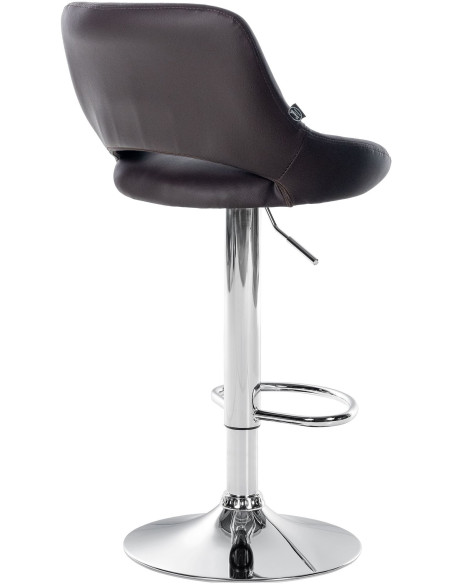 Tabouret de bar réglable pivotant en Polyuréthane Marron Métal Argenté Kelran - 4