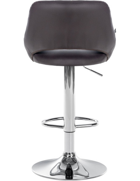 Tabouret de bar réglable pivotant en Polyuréthane Marron Métal Argenté Kelran - 5