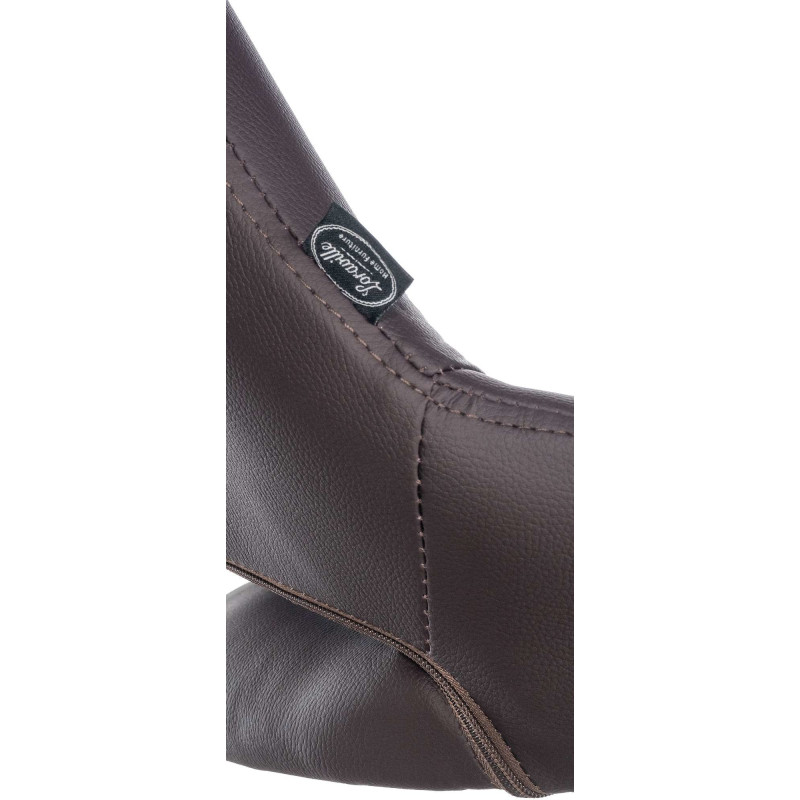 Tabouret de bar réglable pivotant en Polyuréthane Marron Métal Argenté Kelran - 6