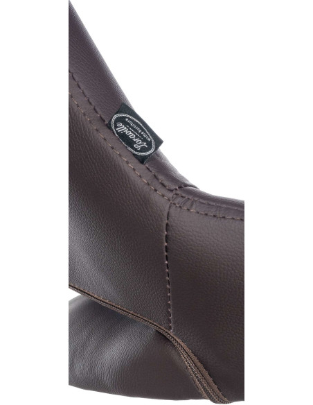 Tabouret de bar réglable pivotant en Polyuréthane Marron Métal Argenté Kelran - 6