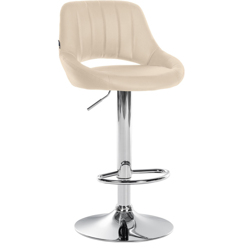 Tabouret de bar réglable pivotant en Polyuréthane Blanc crème Métal Argenté Kelran - 1