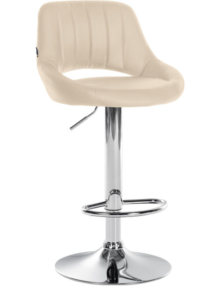 Tabouret de bar réglable pivotant en Polyuréthane Blanc crème Métal Argenté Kelran - 1