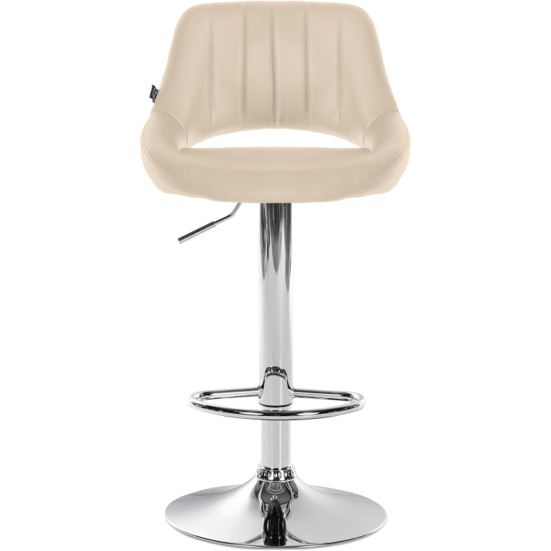 Tabouret de bar réglable pivotant en Polyuréthane Blanc crème Métal Argenté Kelran - 2