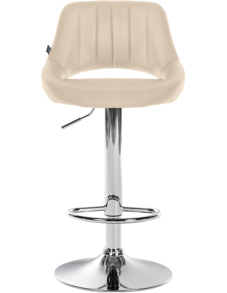 Tabouret de bar réglable pivotant en Polyuréthane Blanc crème Métal Argenté Kelran - 2