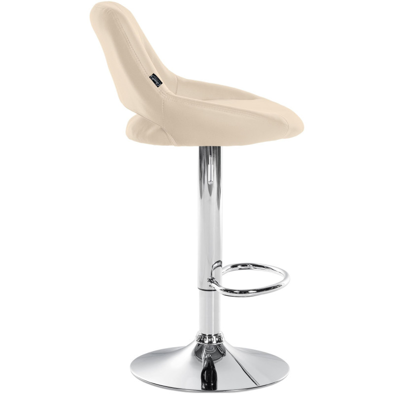 Tabouret de bar réglable pivotant en Polyuréthane Blanc crème Métal Argenté Kelran - 3