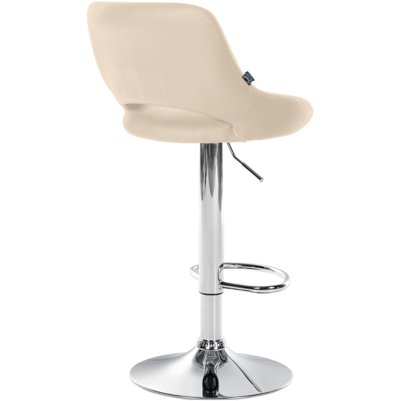 Tabouret de bar réglable pivotant en Polyuréthane Blanc crème Métal Argenté Kelran - 4