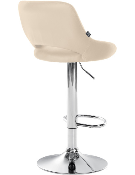 Tabouret de bar réglable pivotant en Polyuréthane Blanc crème Métal Argenté Kelran - 4