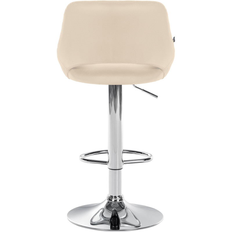 Tabouret de bar réglable pivotant en Polyuréthane Blanc crème Métal Argenté Kelran - 5
