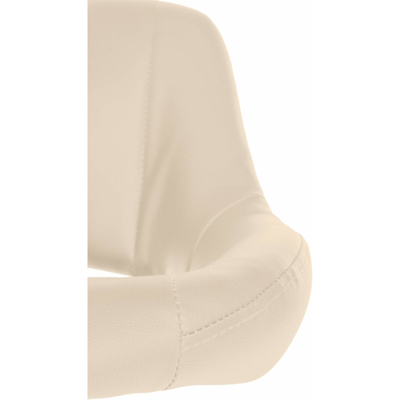 Tabouret de bar réglable pivotant en Polyuréthane Blanc crème Métal Argenté Kelran - 7