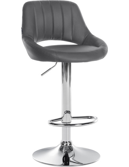 Tabouret de bar réglable pivotant en Polyuréthane Gris Métal Argenté Kelran - 1
