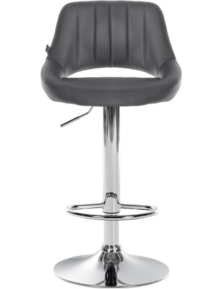 Tabouret de bar réglable pivotant en Polyuréthane Gris Métal Argenté Kelran - 2