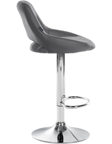 Tabouret de bar réglable pivotant en Polyuréthane Gris Métal Argenté Kelran - 3