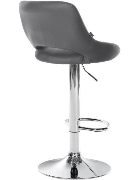 Tabouret de bar réglable pivotant en Polyuréthane Gris Métal Argenté Kelran - 4