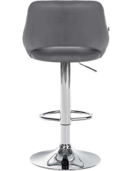 Tabouret de bar réglable pivotant en Polyuréthane Gris Métal Argenté Kelran - 5