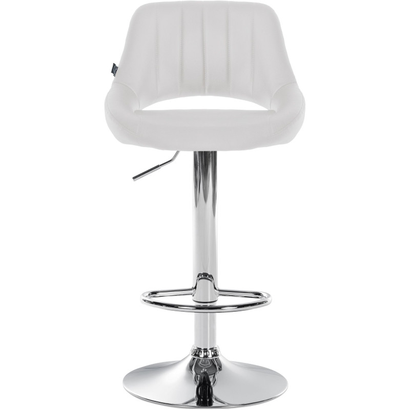 Tabouret de bar réglable pivotant en Polyuréthane Blanc Métal Argenté Kelran - 2